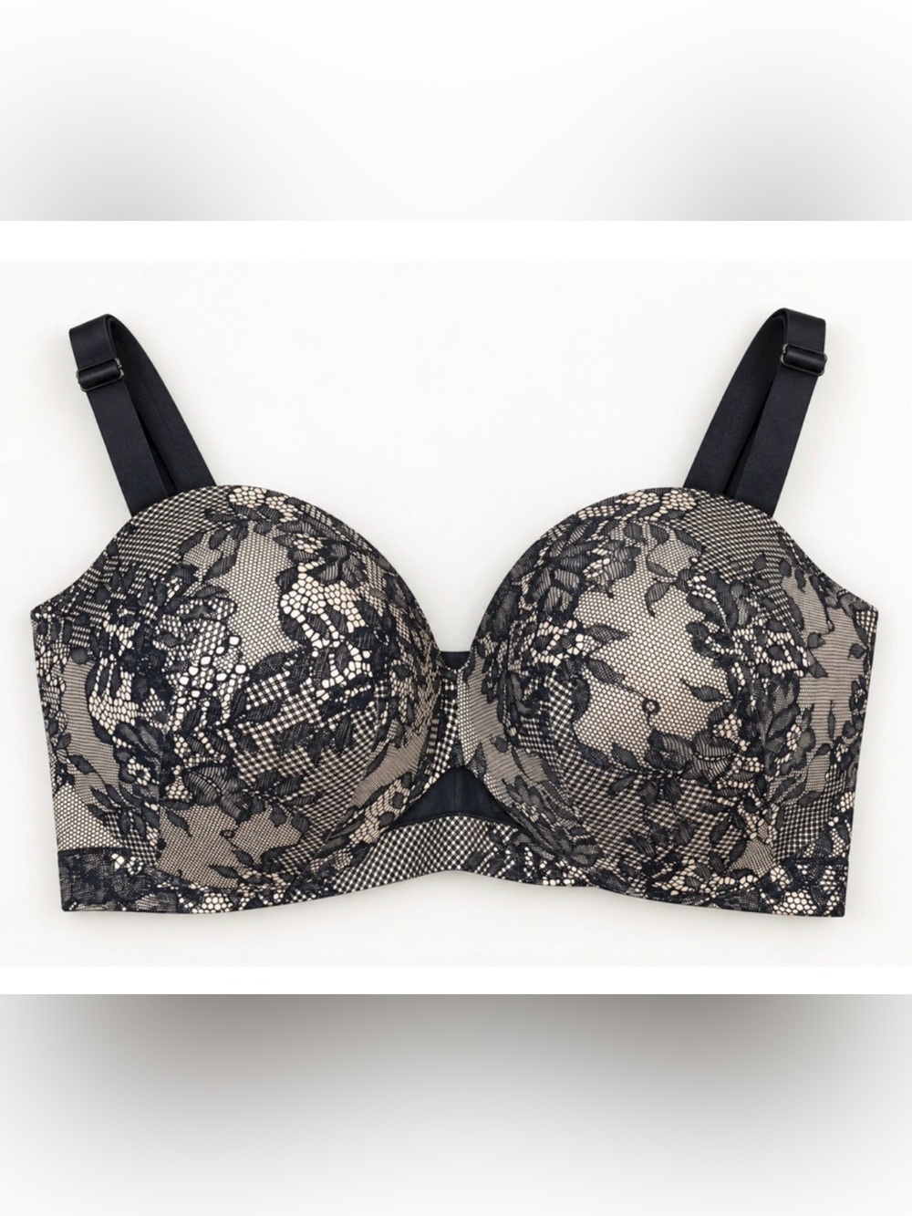 NEW CACIQUE LANE BRYANT COMFORT BLACK BLISS PLUNGE MULTI-WAY STRAPLESS BRA 42H